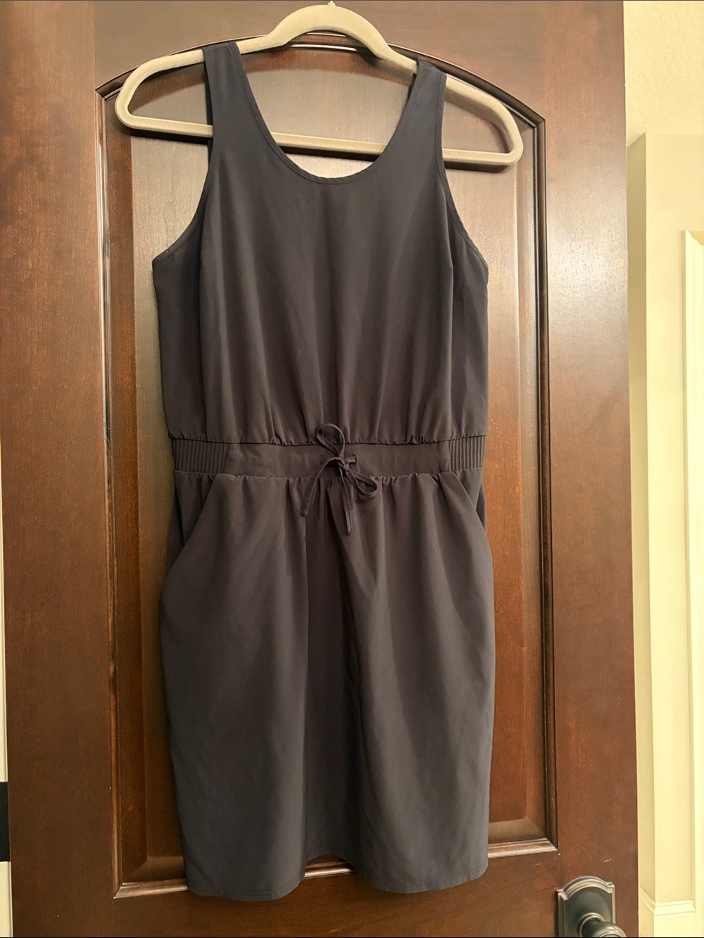 all in motion Black Sleeveless Drawstring Mini Dress